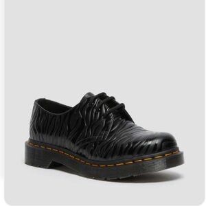 1461 Black Emboss Zebra Animal Pattern Gloss Oxfords Shoes